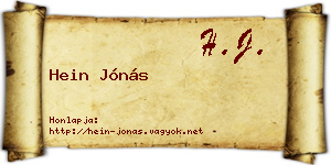 Hein Jónás névjegykártya
